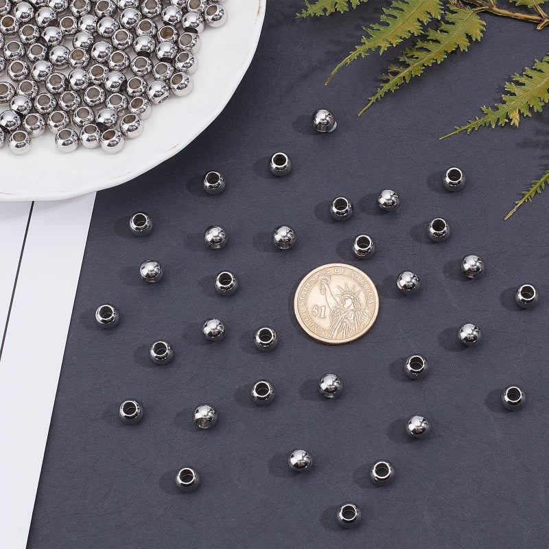 NBEADS 500 pcs 8mm Stainless Steel Large Hole Beads Rondelle 304 Stainless Steel European Beads for Jewelry Making, Hole: 4~4.5mm - Image 3